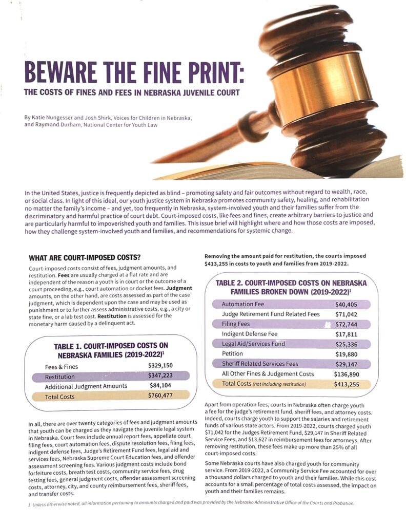 The Cost of Fines and Fees in Nebraska Juvenile Court